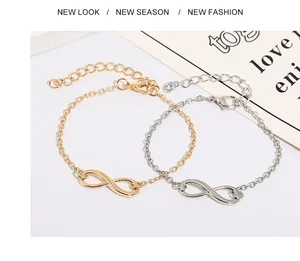 Détail de bracelets infini en or et argent avec fermoirs mousquetons classiques