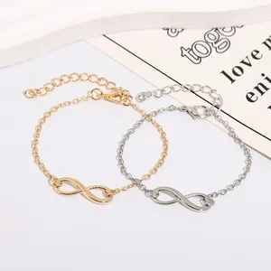 Bracelets classiques avec symbole de l'infini en or et argent avec chaîne ajustable