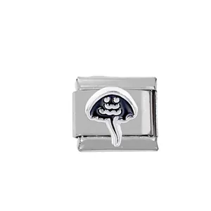 304 stainless steel Italian charm link with black enamel stingray pattern for DIY bracelets