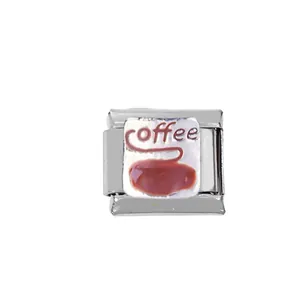 Macro de charm de café en acero inoxidable 304 para pulseras modulares DIY
