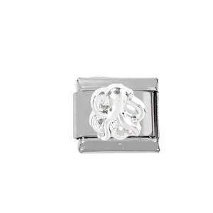 Detailed silver octopus charm link made of 304 stainless steel for modular bracelets