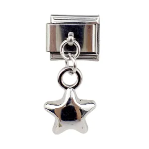 Italian style modular charm bracelet accessory with a polished silver five-point star pendant