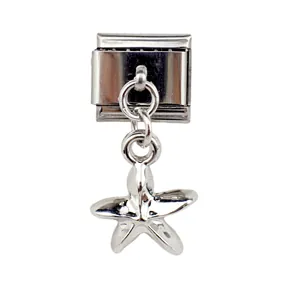 Polished silver starfish charm pendant for modular DIY bracelet Italian style accessory