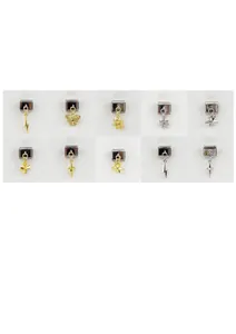 Italienische Charm-Anhänger mit goldenen und silbernen Himmelssternen und Blitzsymbolen