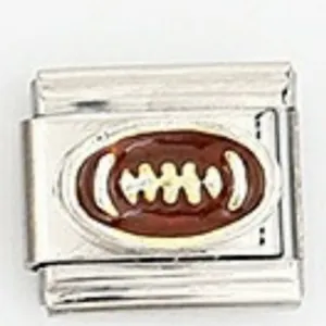 Maglia per bracciale italiano in acciaio inossidabile con design rugby in smalto