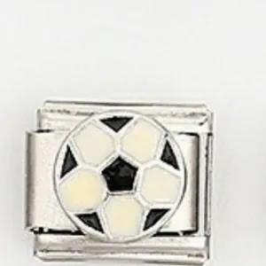 Maglia charm italiana in acciaio inossidabile con motivo pallone da calcio per bracciali fai-da-te