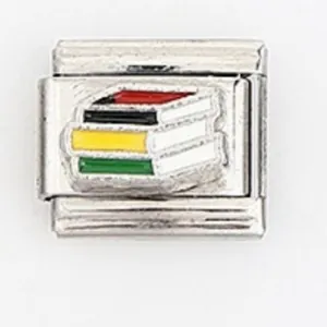 Italiaanse charm link met kleurrijke gestapelde boeken voor modulaire armbanden