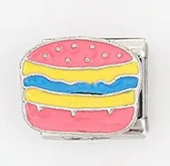 Italian modular charm featuring a colorful hamburger design with enamel layering