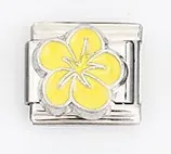 Detailed macro view of yellow flower charm link for Italian modular bracelets