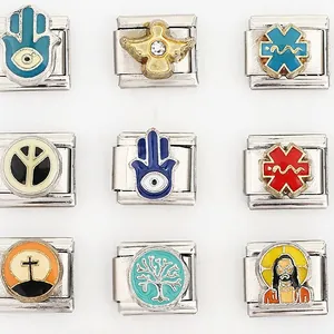 Italienische Charm Links Edelstahl Modulare Armband Teile Böser Blick Hamsa Lebensbaum Religiöse DIY Schmuck Zubehör