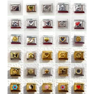 DIY Stainless Steel Italian Modular Charm Bracelet Links Heart Butterfly Star Flower Animal Pattern Jewelry Charms For Men Women