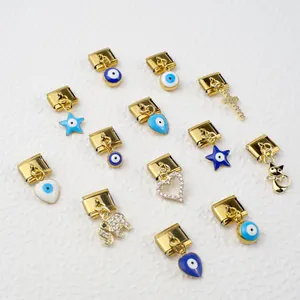 Italian Charm Links Stainless Steel Gold Plated Evil Eye Heart Elephant Cross Cat For DIY Bracelet Jewelry Modular Link