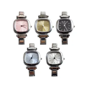 Women Fashion Quartz Watch Rhinestone Inlaid Stainless Steel Square Case Minimalist Bracelet Wristwatch Elegant Daily Jewelry For Ladies