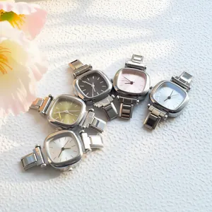 Minimalist square quartz watches for women with metal bracelet in five elegant colors