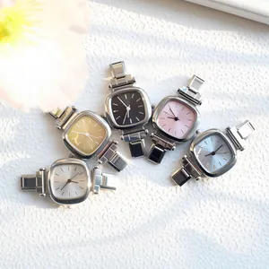 Women's quartz watches with square cases and colorful dials on white leather