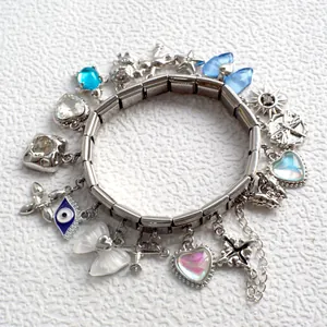 Stainless Steel Italian Charm Links For DIY Bracelet Making Modular Pendants Heart Butterfly Star Moon Evil Eye Jewelry Charms Women Unisex