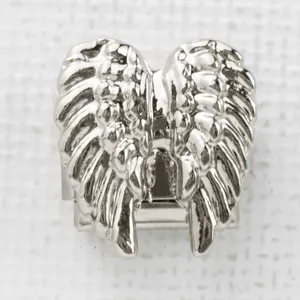 Maglia per bracciale italiano con ali d'angelo in acciaio inossidabile lucido stile gotico