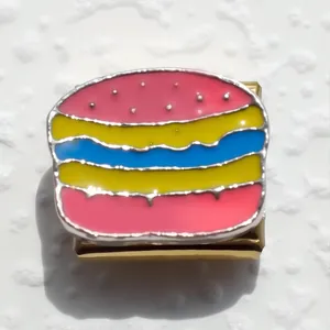 Pulsera de charms italianos con diseño de postre en esmalte multicapa chapada en oro