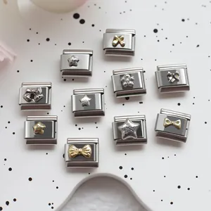 Minimalistische Edelstahl Italian Charm Links DIY Modulare Armband Komponenten Stern Schleife Blume Schmuck Für Damen Herren