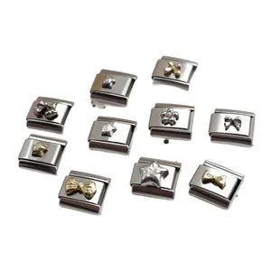 Italienische Charm-Armbandglieder mit Edelstahlsternen und Schleifen-DIY-Designs