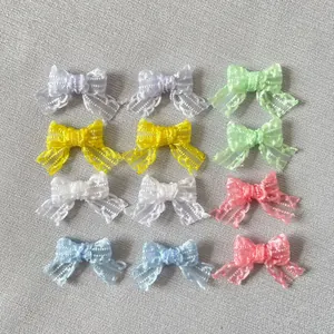Mini Nœuds en Organza en Maille pour Accessoires de Bricolage Couleurs Pastel Nœud en Tissu Décoratif pour Vêtements Cheveux Sac Animal
