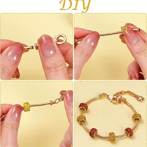 DIY rose gold snake chain bracelet set with lobster clasp and sparkling pavé beads