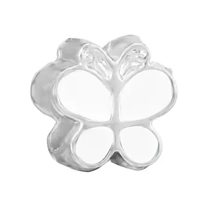 Silver butterfly charm bead with hollow wings design for DIY jewelry and bracelets