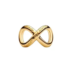 Infinity symbol charm with Family and Forever and Always engraving in golden finish