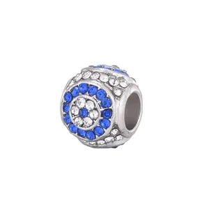 Charm a Sfera Malocchio in Lega con Strass Blu e Bianchi per Creazione Gioielli Braccialetti Fai-da-te Accessori Donna