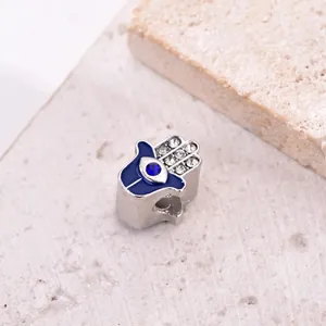 Pendentif main de Fatma bleue avec cristaux pour bijoux de bracelet DIY