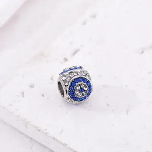 Charm occhio del male con cristalli blu e bianchi per bracciali fai-da-te in argento