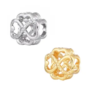 Legierung Hohl Herz Unendlichkeit Perle Charm Für DIY Armband Herstellung Damen Mode Verflochten Metall Schmuck Zubehör