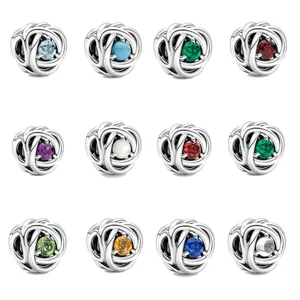 Charm con Pietra Portafortuna in Lega Design a Nodo Cavo Placcato Argento Perle con Strass per Bracciale Collana Fai-da-Te Gioielli Donna