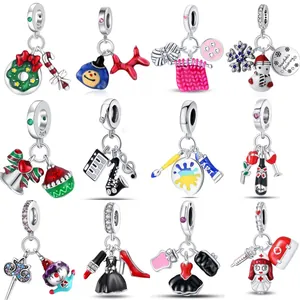 Alloy Enamel Christmas Snowman Wine Glass Art Palette Nurse DIY Charm Pendant For Bracelets Necklaces Jewelry Making Accessory