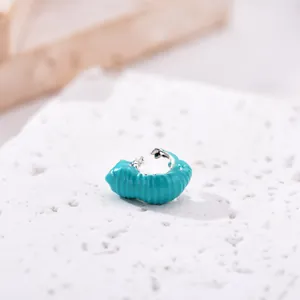 Silver chameleon bead charm with turquoise enamel texture for DIY charm bracelets