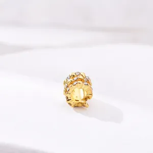 Glinsterende vergulde ronde bedel met witte zirkonia voor DIY-armbanden en sieraden