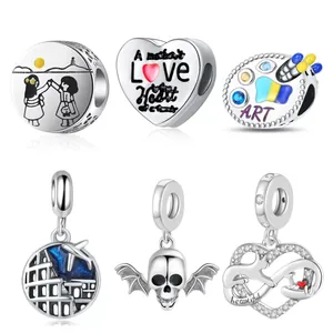 Alloy Charm Beads For DIY Jewelry Bracelet Necklace Heart Airplane Palette Skeleton Cat Pendant Fashion Jewelry Accessories