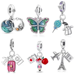 Alloy Colorful Enamel Butterfly Ghost Lollipop Airplane Travel Theme DIY Jewelry Accessories Charms For Bracelet Necklace