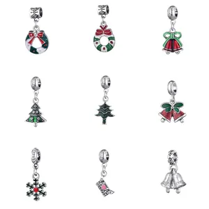 Christmas Alloy Enamel Charms For DIY Jewelry Making Bracelet Santa Claus Snowflake Tree Bell Candy Cane Holiday Gift Women