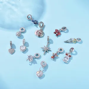Sparkling star and floral cubic zirconia charms for DIY jewelry bracelets