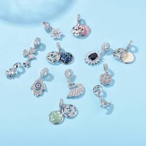 Silver insect garden charms with zircon and enamel in 11 different creative designs