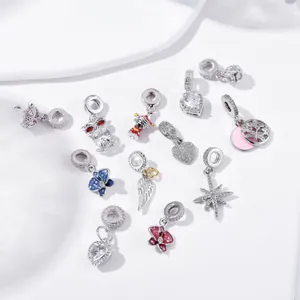 Sparkling star and floral cubic zirconia charms set for DIY jewelry making