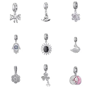 Alloy Inlaid Zirconia Enamel Charm Pendants For DIY Jewelry Making Flower Butterfly Snowflake Hamsa Hand Swan Accessory Women