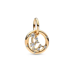 Exquisite rose gold hollow Libra zodiac charm featuring sparkling cubic zirconia stones