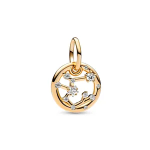 Exquisite gold constellation charm pendant with hollow design and sparkling star zircon