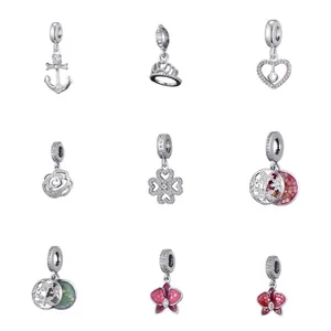 Copper Alloy Enamel Zircon Flower Heart Tree Of Life Anchor Crown Charms Dangle Pendant For DIY Jewelry Making Women