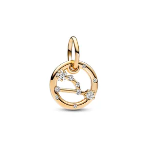 Golden zodiac constellation charm with sparkling crystals for DIY bracelets and jewelry
