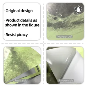 Detailed view of luminous moon wall sticker with waterproof texture and adhesive back