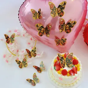 3D Schmetterling Aufkleber mit Goldrand für Ballons und Torten zur Party Dekoration