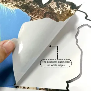 Close-up of beach landscape wall sticker showing clear self-adhesive film and no white edges